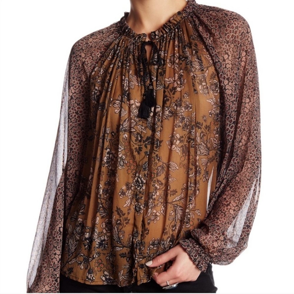 Free People Hendrix Sheer Floral Blouse